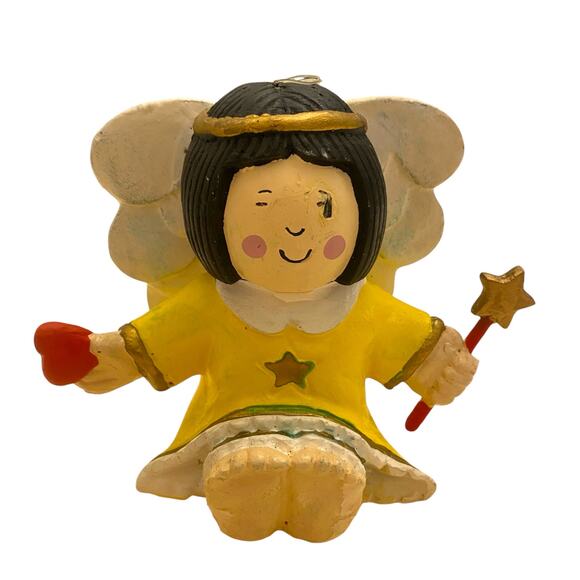 Vintage Hand Painted Little Girl Angels (Set of 3) 4" Tall Christmas Ornaments - Picture 7 of 15